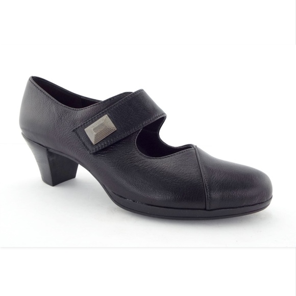 Munro Black Leather Mary Jane Block Heel Pumps 7 - Picture 1 of 7